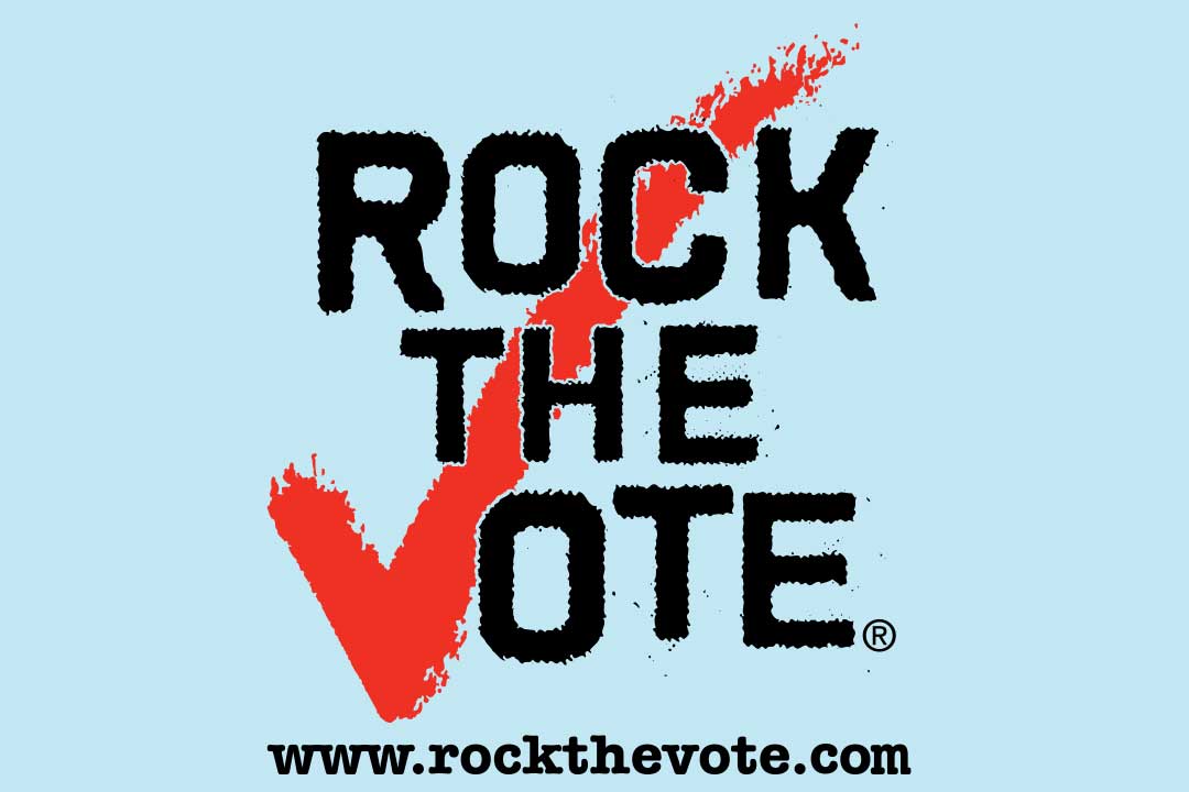Bord met Rock the Vote en een rood vinkje